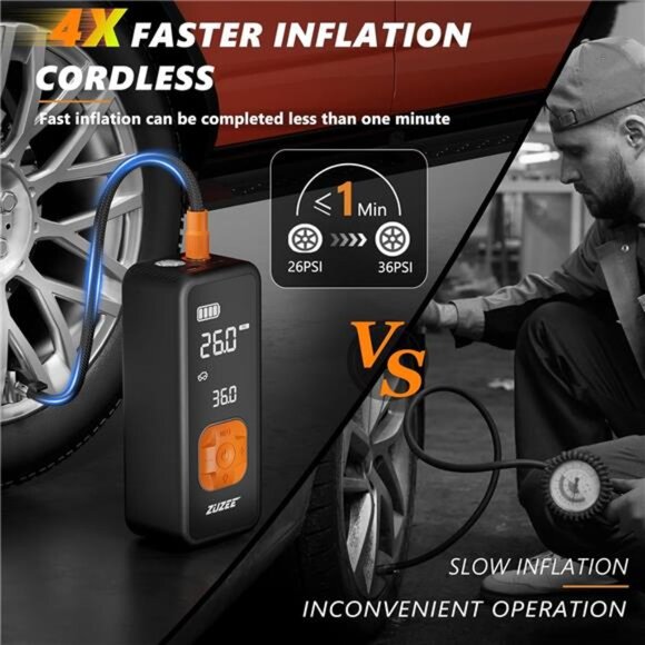 Tire Inflator Portable Air Compressor - 4X Faster Inflation, 150PSI Air Pump - Picture 2 of 7